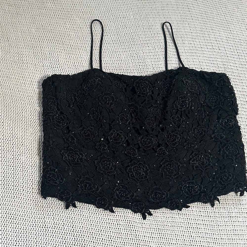 Black y2k sequin beaded fairy grunge‎ top size XL